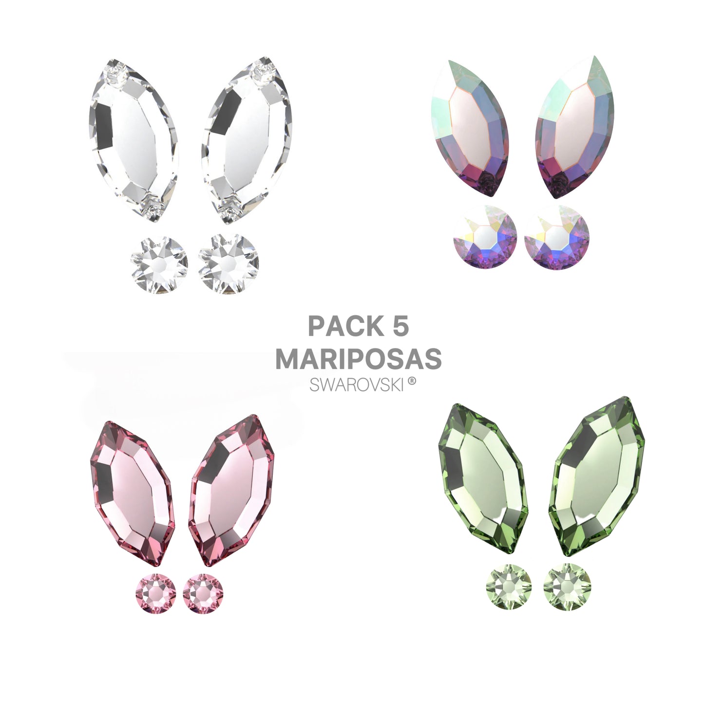 Pack 5 mariposa Swarovski ®